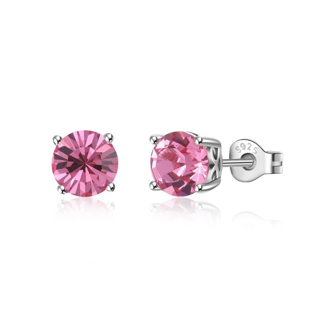 Silver Studs 6 mm Made with Rose Crystals From SWAROVSKI(R)